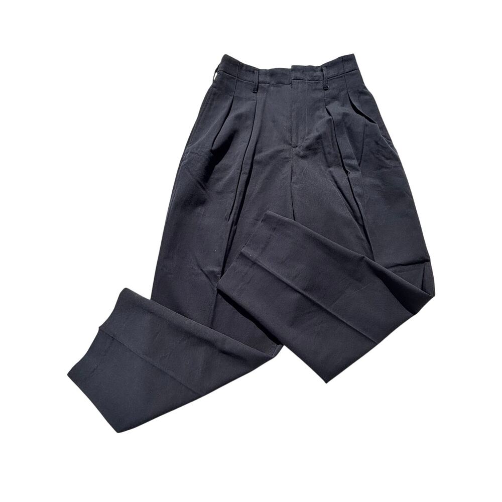 Madewell Navy Pleated Carrot Pants Cotton, Wool 4